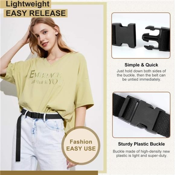 SANSTHS Canvas Long Belt Hip Hop Streetwear Style Black Buckle Cargo Belt main image 6